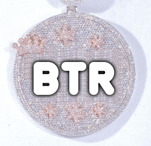 CUSTOM LETTER NECKLACE 3D BIG CROWN DISC
