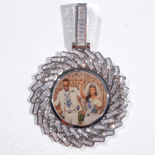 Large 3D Baguette Custom Picture Pendant