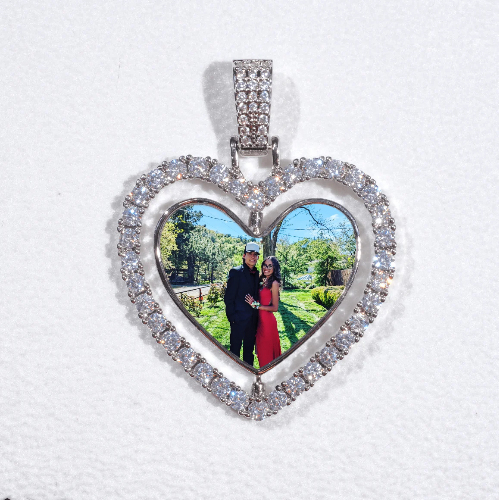 3D Spinning 2-Faced Heart Custom Picture Pendant
