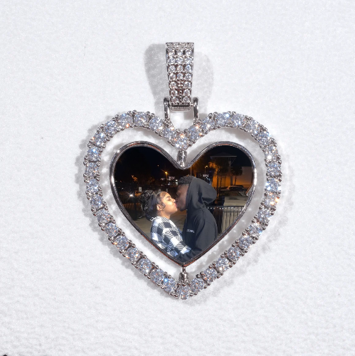 3D Spinning 2-Faced Heart Custom Picture Pendant