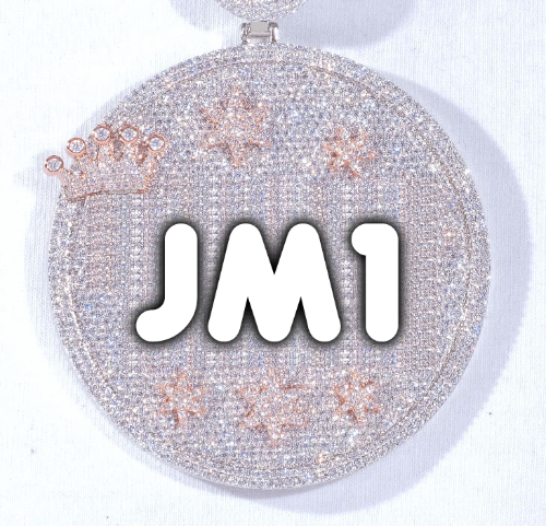 CUSTOM LETTER NECKLACE 3D BIG CROWN DISC