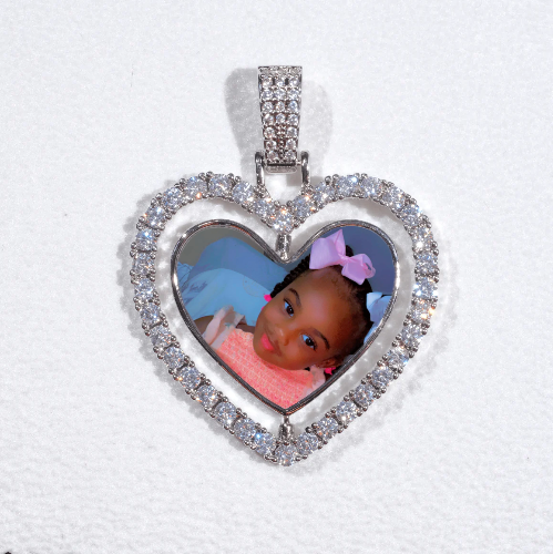 3D Spinning 2-Faced Heart Custom Picture Pendant