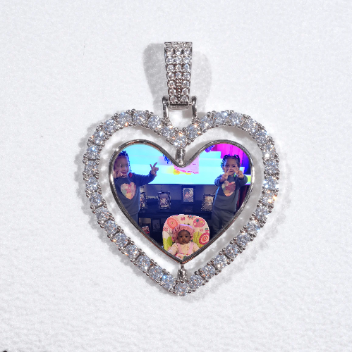 3D Spinning 2-Faced Heart Custom Picture Pendant