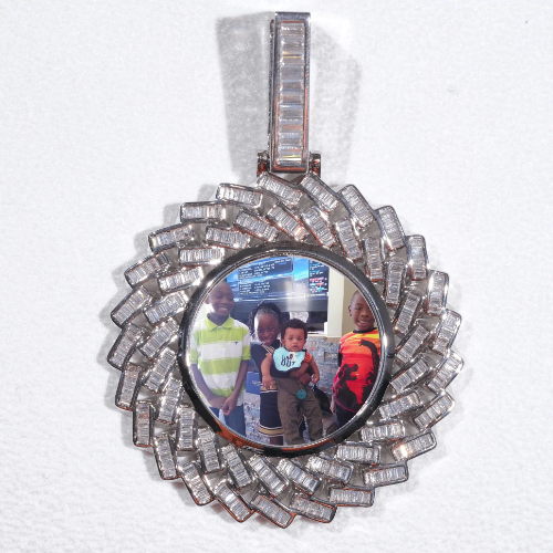 Large 3D Baguette Custom Picture Pendant