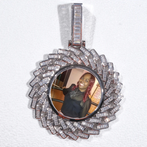 Large 3D Baguette Custom Picture Pendant