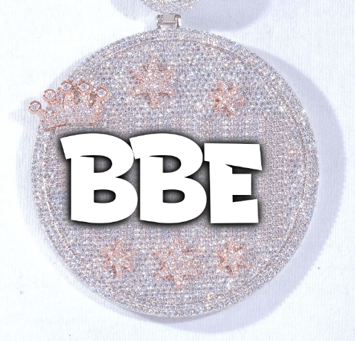 CUSTOM LETTER NECKLACE 3D BIG CROWN DISC