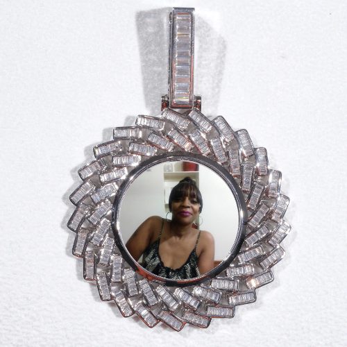 Large 3D Baguette Custom Picture Pendant