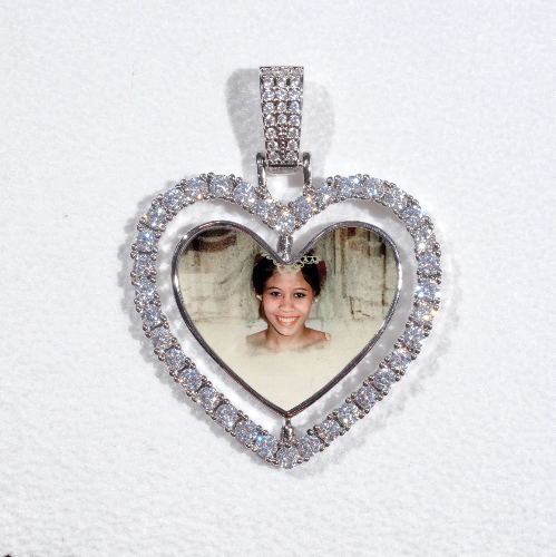 3D Spinning 2-Faced Heart Custom Picture Pendant