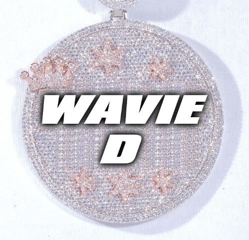 CUSTOM LETTER NECKLACE 3D BIG CROWN DISC