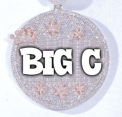 CUSTOM LETTER NECKLACE 3D BIG CROWN DISC