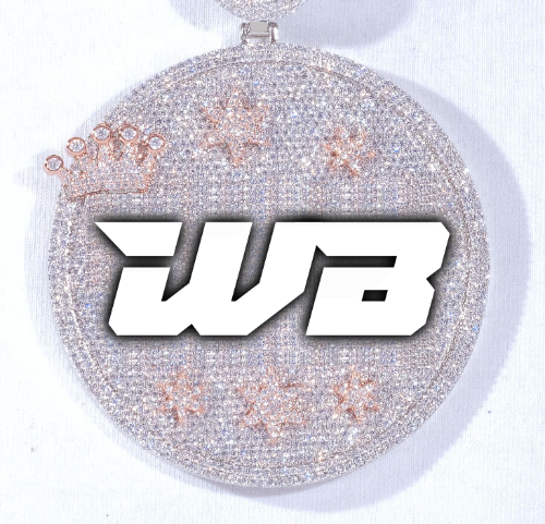 CUSTOM LETTER NECKLACE 3D BIG CROWN DISC
