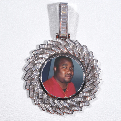 Large 3D Baguette Custom Picture Pendant