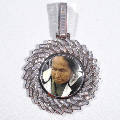 Large 3D Baguette Custom Picture Pendant