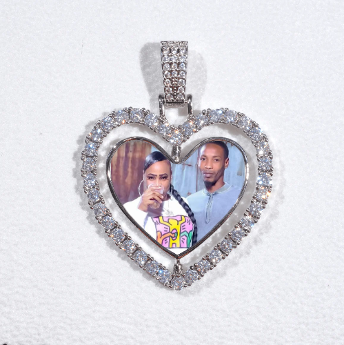 3D Spinning 2-Faced Heart Custom Picture Pendant