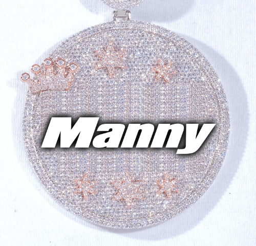 CUSTOM LETTER NECKLACE 3D BIG CROWN DISC
