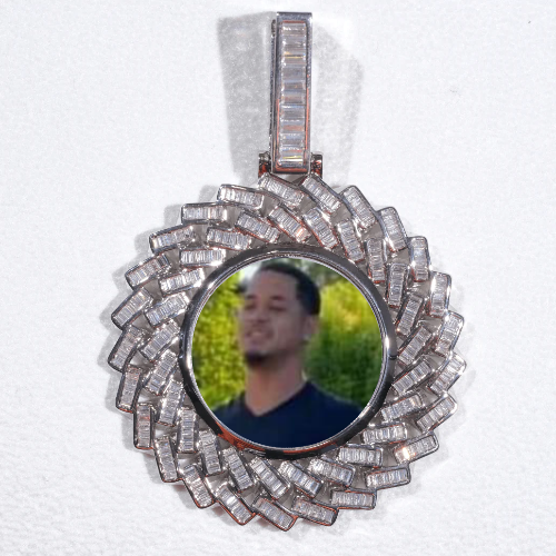 Large 3D Baguette Custom Picture Pendant