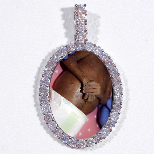 Large 3D Oval Custom Picture Pendant