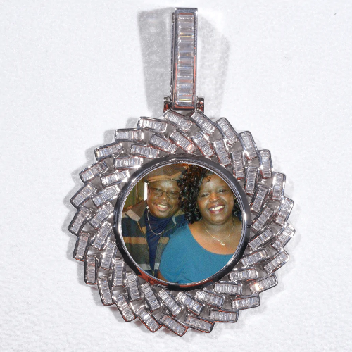 Large 3D Baguette Custom Picture Pendant