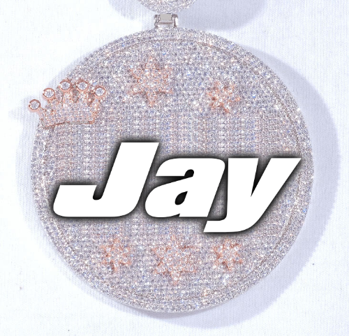 CUSTOM LETTER NECKLACE 3D BIG CROWN DISC