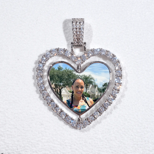 3D Spinning 2-Faced Heart Custom Picture Pendant