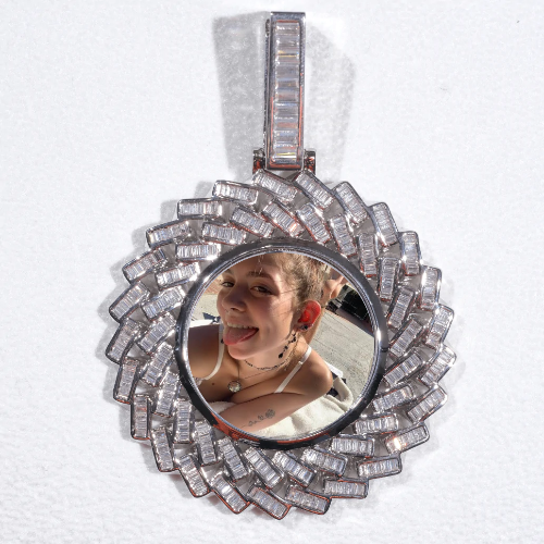 Large 3D Baguette Custom Picture Pendant