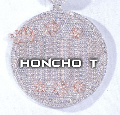 CUSTOM LETTER NECKLACE 3D BIG CROWN DISC