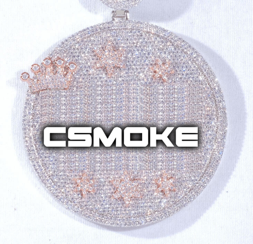 CUSTOM LETTER NECKLACE 3D BIG CROWN DISC