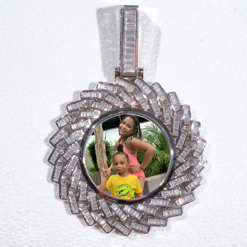Large 3D Baguette Custom Picture Pendant