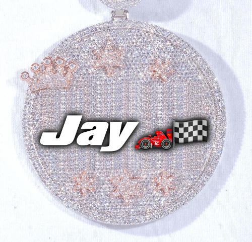 CUSTOM LETTER NECKLACE 3D BIG CROWN DISC
