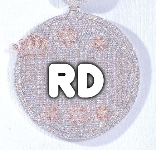 CUSTOM LETTER NECKLACE 3D BIG CROWN DISC