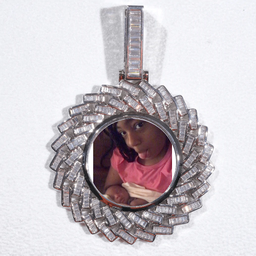 Large 3D Baguette Custom Picture Pendant