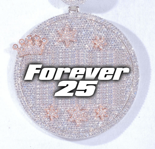 CUSTOM LETTER NECKLACE 3D BIG CROWN DISC