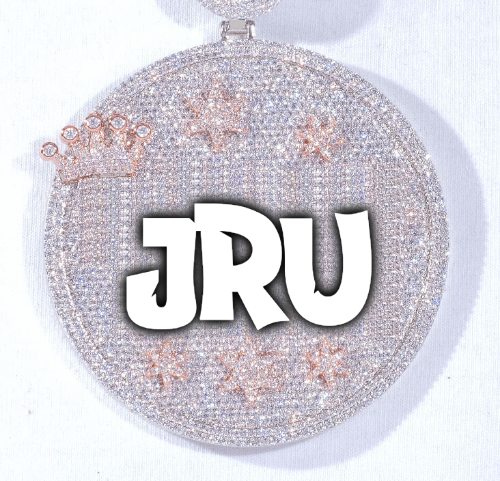 CUSTOM LETTER NECKLACE 3D BIG CROWN DISC