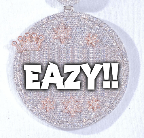 CUSTOM LETTER NECKLACE 3D BIG CROWN DISC