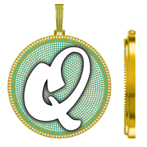 CUSTOM LETTER NECKLACE 3D BIG DISC
