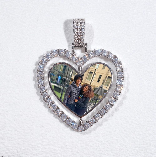 3D Spinning 2-Faced Heart Custom Picture Pendant