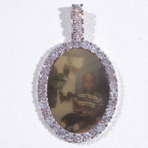 Large 3D Oval Custom Picture Pendant