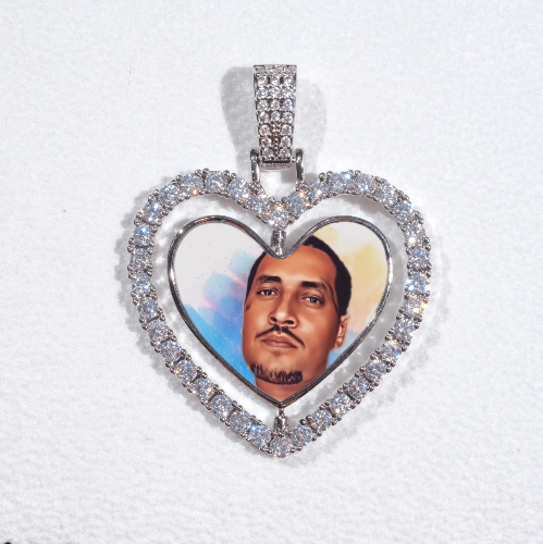 3D Spinning 2-Faced Heart Custom Picture Pendant