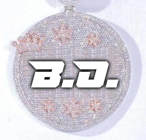 CUSTOM LETTER NECKLACE 3D BIG CROWN DISC
