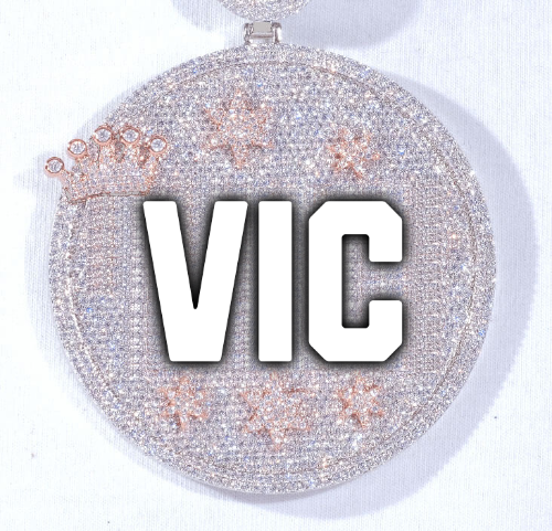 CUSTOM LETTER NECKLACE 3D BIG CROWN DISC