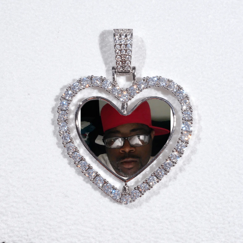 3D Spinning 2-Faced Heart Custom Picture Pendant