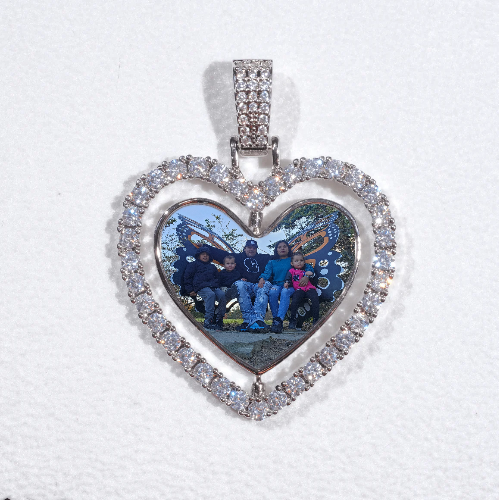 3D Spinning 2-Faced Heart Custom Picture Pendant