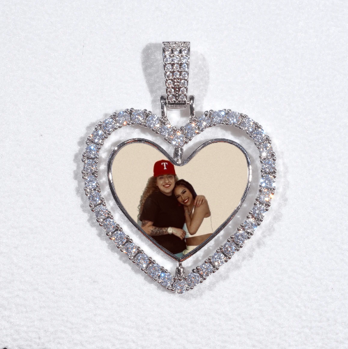 3D Spinning 2-Faced Heart Custom Picture Pendant