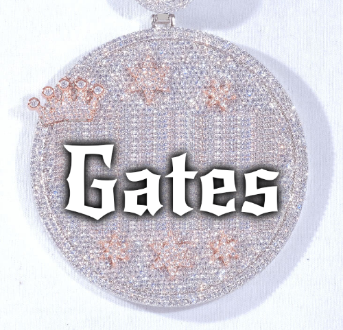 CUSTOM LETTER NECKLACE 3D BIG CROWN DISC