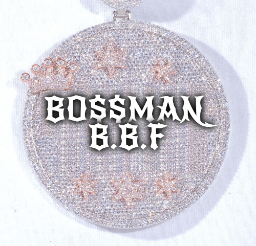 CUSTOM LETTER NECKLACE 3D BIG CROWN DISC