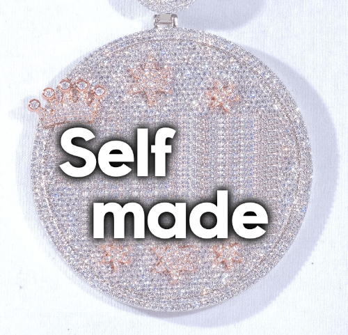 CUSTOM LETTER NECKLACE 3D BIG CROWN DISC