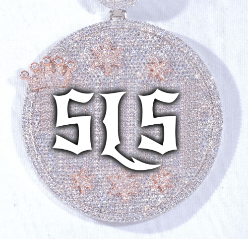 CUSTOM LETTER NECKLACE 3D BIG CROWN DISC