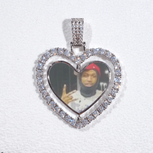 3D Spinning 2-Faced Heart Custom Picture Pendant