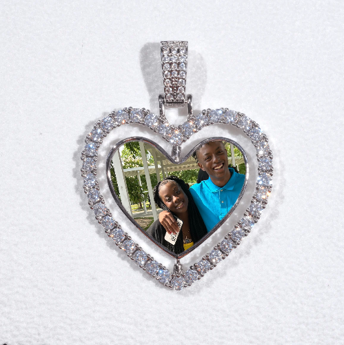 3D Spinning 2-Faced Heart Custom Picture Pendant