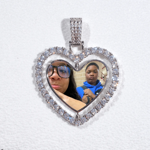 3D Spinning 2-Faced Heart Custom Picture Pendant